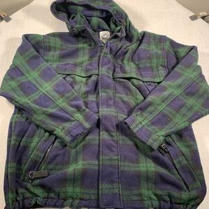 American‎ Weekend Jacket Mens Extra Large Blue Green Tartan Black Watch Full Zip